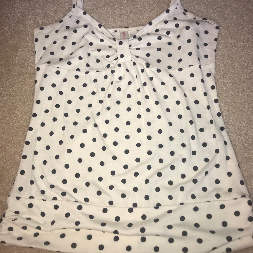 Cream and black polka dot top